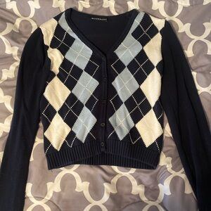 brandy melville argyle blue and white cardigan